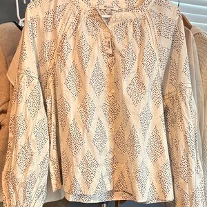 Madewell Cream Black Patterned Blouse
